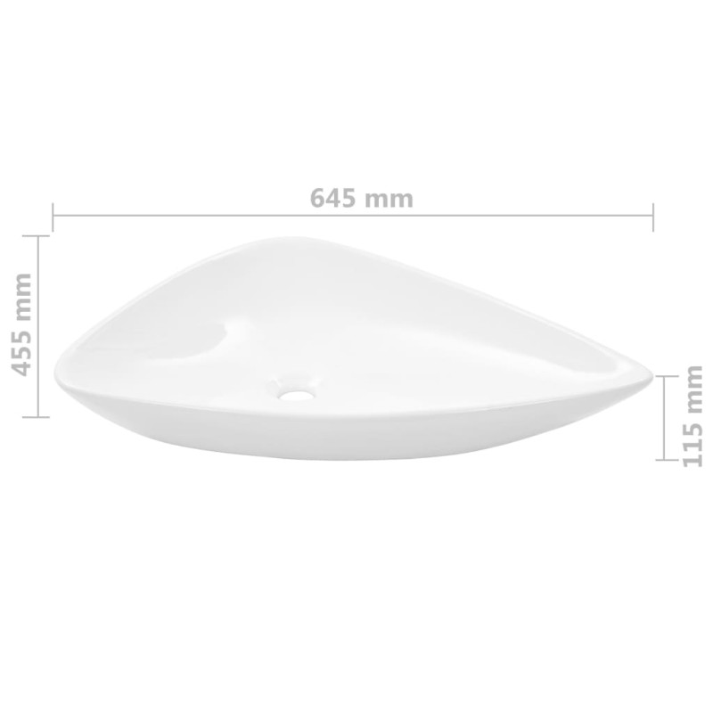 Produktbild för Handfat i keramik trekantigt 645x455x115 mm vit