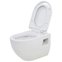 Produktbild för Toalett vägghängd keramisk vit