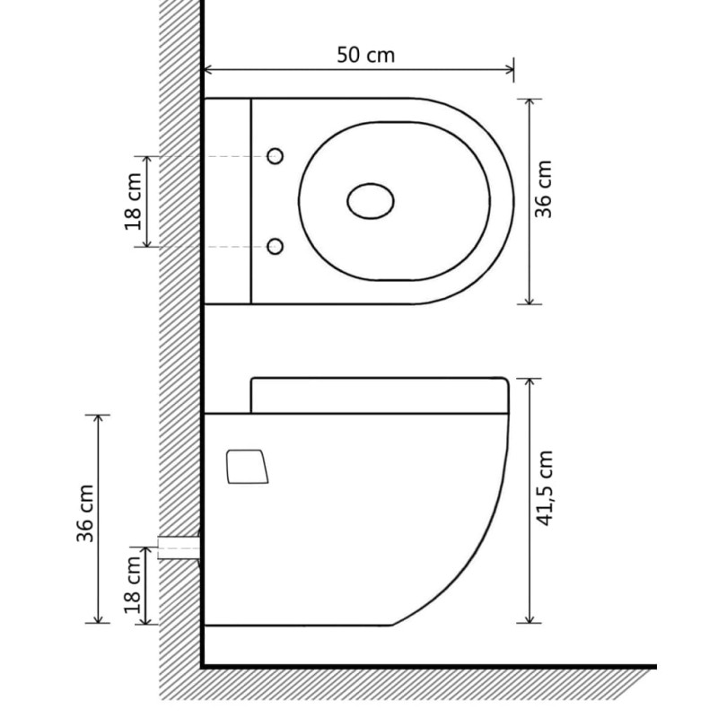 Produktbild för Toalett vägghängd keramisk vit