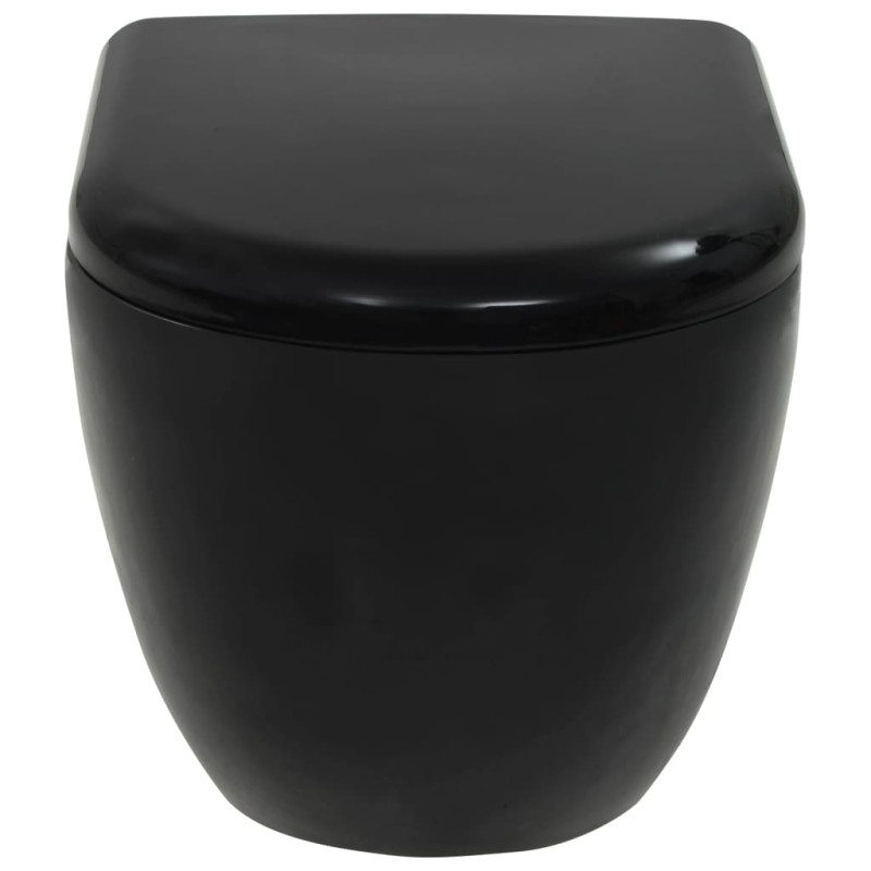 Produktbild för Toalett vägghängd keramisk svart