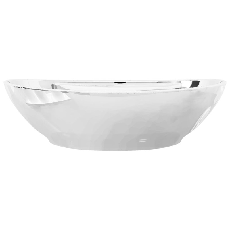 Produktbild för Handfat med bräddavlopp 58,5x39x21 cm keramik silver