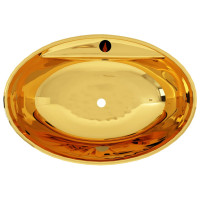 Miniatyr av produktbild för Handfat med bräddavlopp 58,5x39x21 cm keramik guld