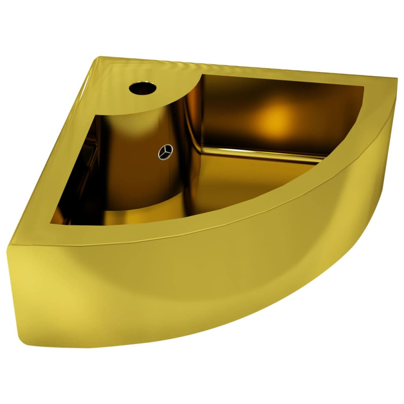 Produktbild för Handfat med bräddavlopp 45x32x12,5 cm keramik guld