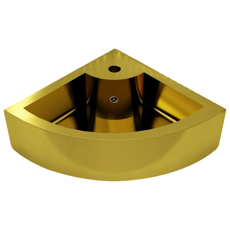 Produktbild för Handfat med bräddavlopp 45x32x12,5 cm keramik guld