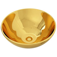 Miniatyr av produktbild för Handfat 32,5x14 cm keramik guld