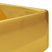Miniatyr av produktbild för Handfat med kranhål 48x37x13,5 cm keramik guld