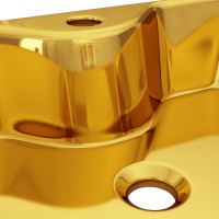 Miniatyr av produktbild för Handfat med kranhål 48x37x13,5 cm keramik guld