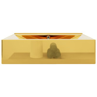 Produktbild för Handfat med bräddavlopp 60x46x16 cm keramik guld