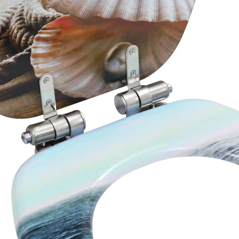 Produktbild för Toalettsits med mjuk stängning MDF havsmussla