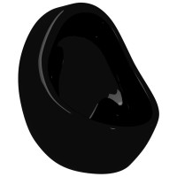 Miniatyr av produktbild för Vägghängd urinoar med spolventil keramisk svart