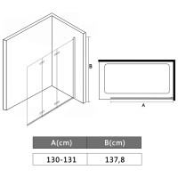 Produktbild för Duschvägg fällbar 3 paneler ESG 130x138 cm