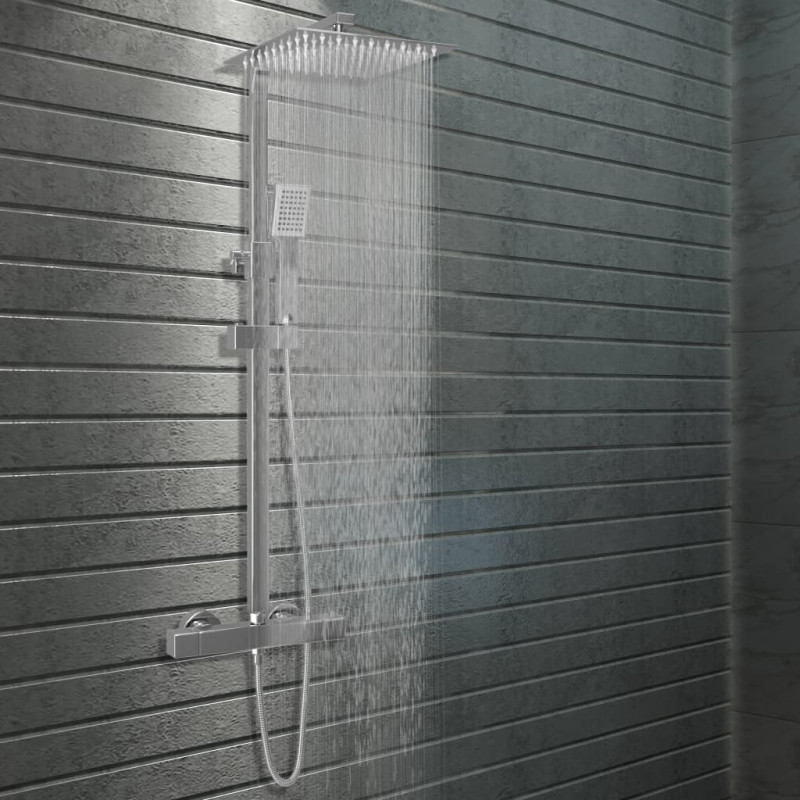 Produktbild för Dusch med handdusch och termostat rostfritt stål