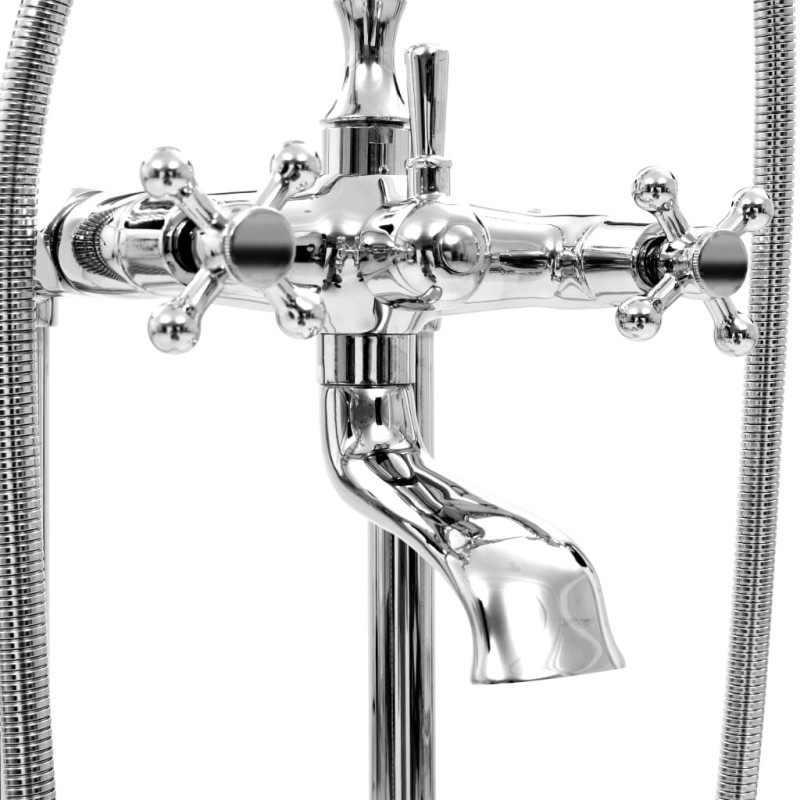 Produktbild för Fristående badkarsblandare rostfritt stål 99,5 cm silver