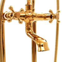 Miniatyr av produktbild för Fristående badkarsblandare rostfritt stål 99,5 cm guld