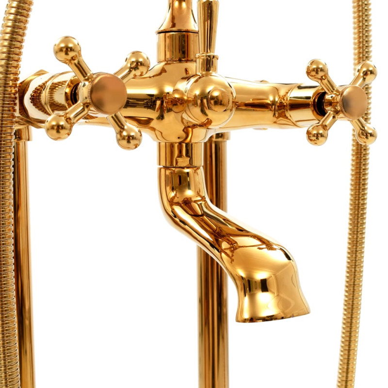 Produktbild för Fristående badkarsblandare rostfritt stål 99,5 cm guld