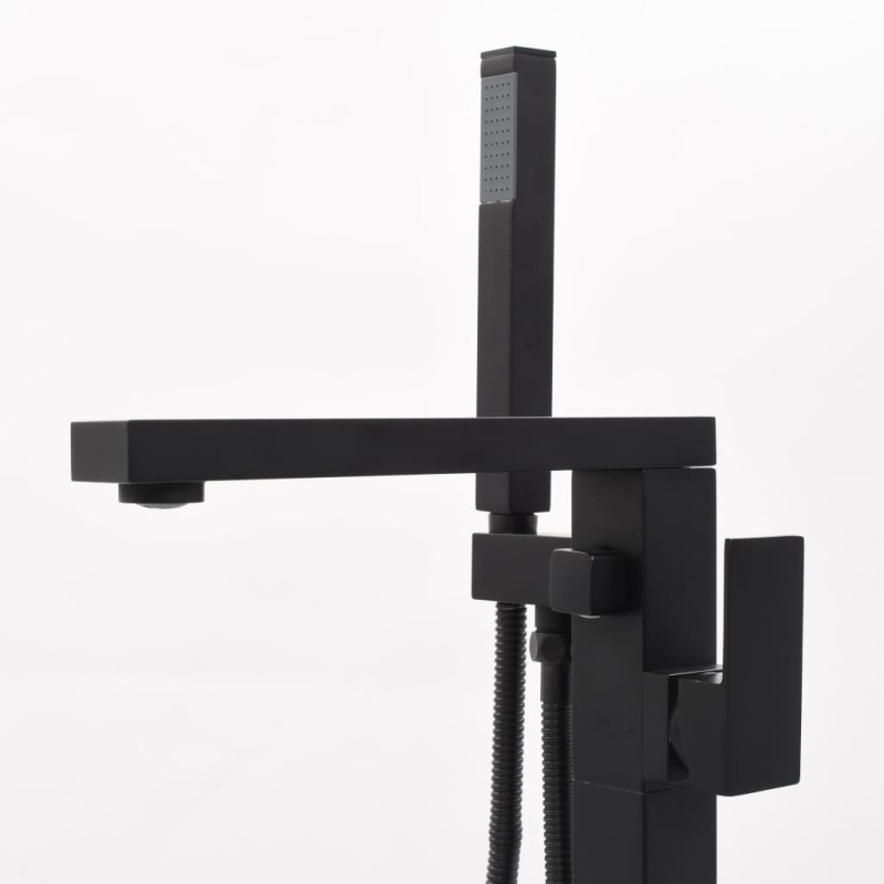 Produktbild för Fristående badkarsblandare svart rostfritt stål 90 cm