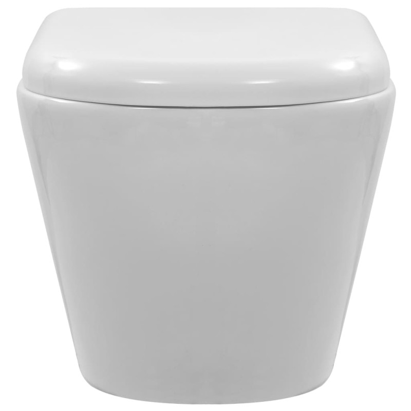 Produktbild för Toalettstol vägghängd utan spolkant keramisk vit