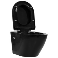 Miniatyr av produktbild för Toalettstol vägghängd utan spolkant keramisk svart