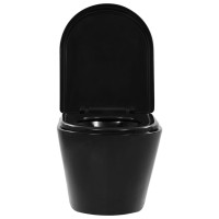 Miniatyr av produktbild för Toalettstol vägghängd utan spolkant keramisk svart