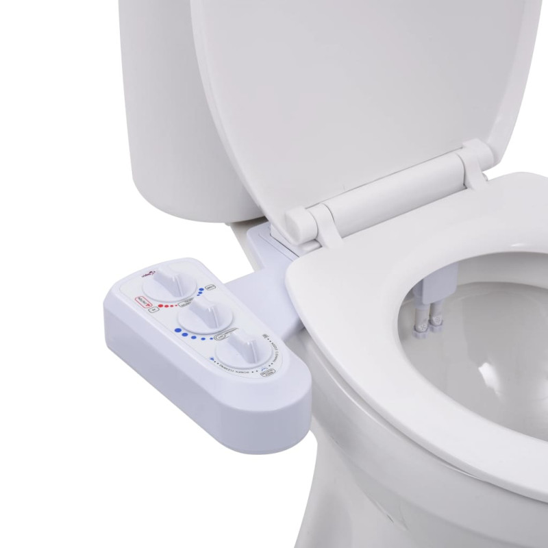 Produktbild för Bidétillbehör för toalett varmt/kallt vatten dubbla munstycken