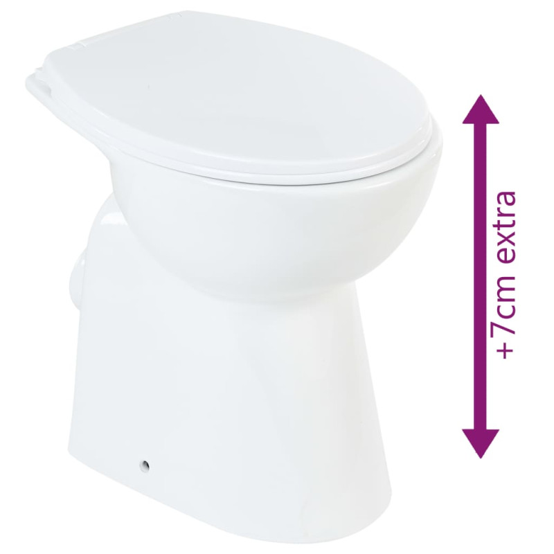 Produktbild för Hög toalettstol 7 cm utan spolkant mjuk stängning keramisk vit
