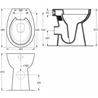 Miniatyr av produktbild för Hög toalettstol 7 cm utan spolkant mjuk stängning keramisk vit