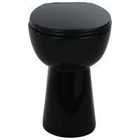 Produktbild för Hög toalettstol 7 cm utan spolkant mjuk stängning keramik svart