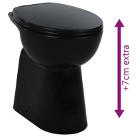 Miniatyr av produktbild för Hög toalettstol 7 cm utan spolkant mjuk stängning keramik svart