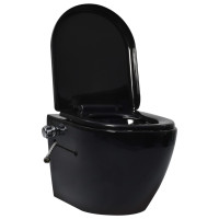 Miniatyr av produktbild för Toalettstol vägghängd utan spolkant med bidé keramik svart