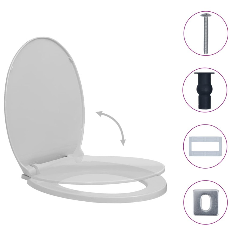 Produktbild för Toalettsits mjuk stängning snabbfäste ljusgrå oval