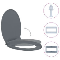 Produktbild för Toalettsits mjuk stängning grå oval