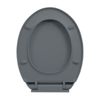 Produktbild för Toalettsits mjuk stängning snabbfäste grå oval
