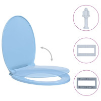 Produktbild för Toalettsits mjuk stängning blå oval