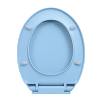 Produktbild för Toalettsits mjuk stängning snabbfäste blå oval