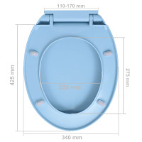 Produktbild för Toalettsits mjuk stängning snabbfäste blå oval