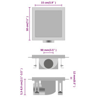 Produktbild för Golvbrunn med 2-i-1 kakelinlägg 18x18 cm rostfritt stål