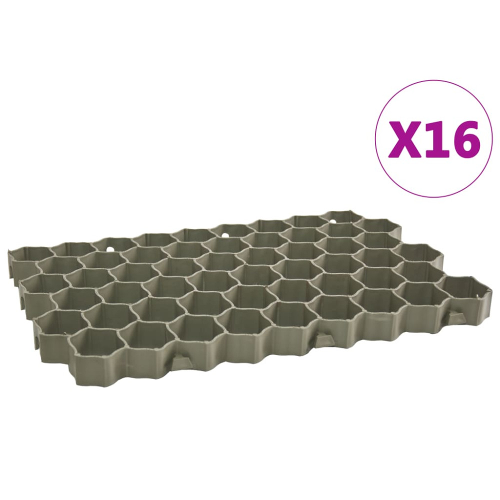 Produktbild för Gräsarmering 16 st grön 60x40x3 cm plast