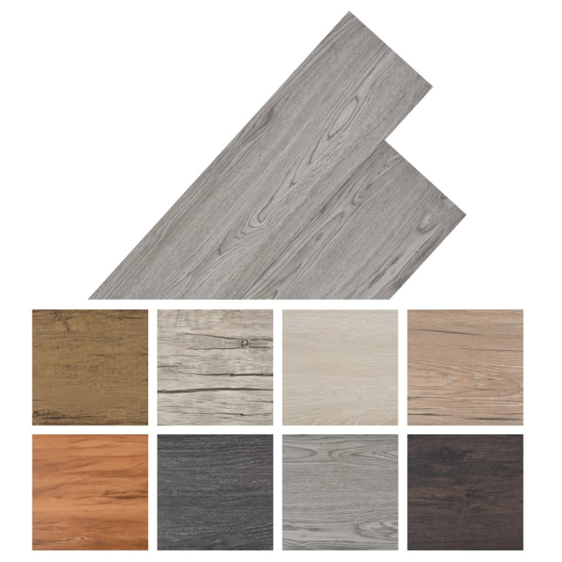 Produktbild för Ej självhäftande PVC-golvplankor 4,46 m² 3 mm mörkgrå