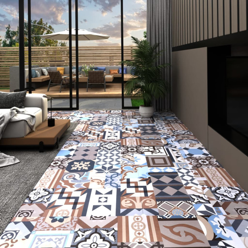Produktbild för PVC-golvbrädor självhäftande 5,11 m² mono-mönster