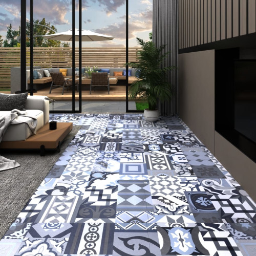 vidaXL PVC-golvbrädor självhäftande 5,11 m² färgat mönster