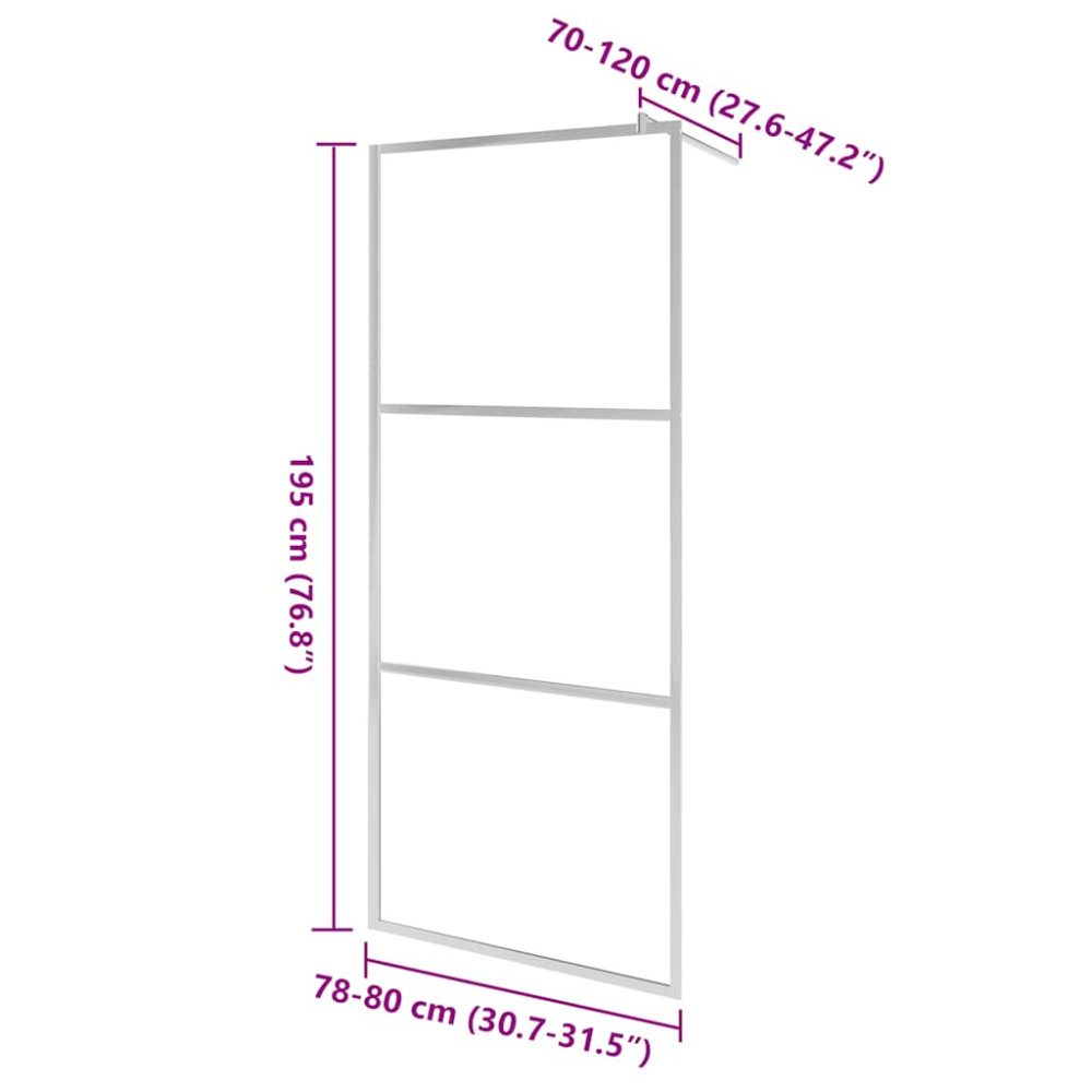 Produktbild för Duschvägg med helfrostat ESG-glas 80x195 cm