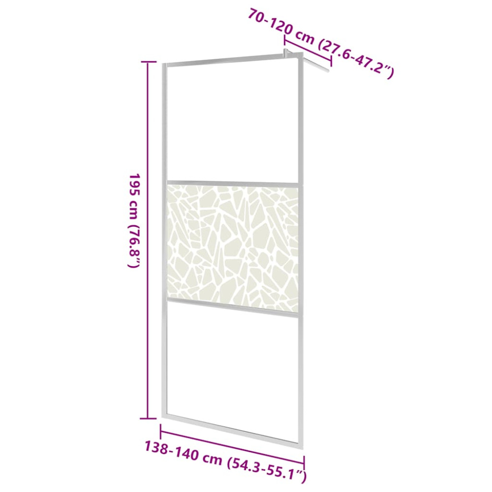 Produktbild för Duschvägg med ESG-glas stendesign 140x195 cm
