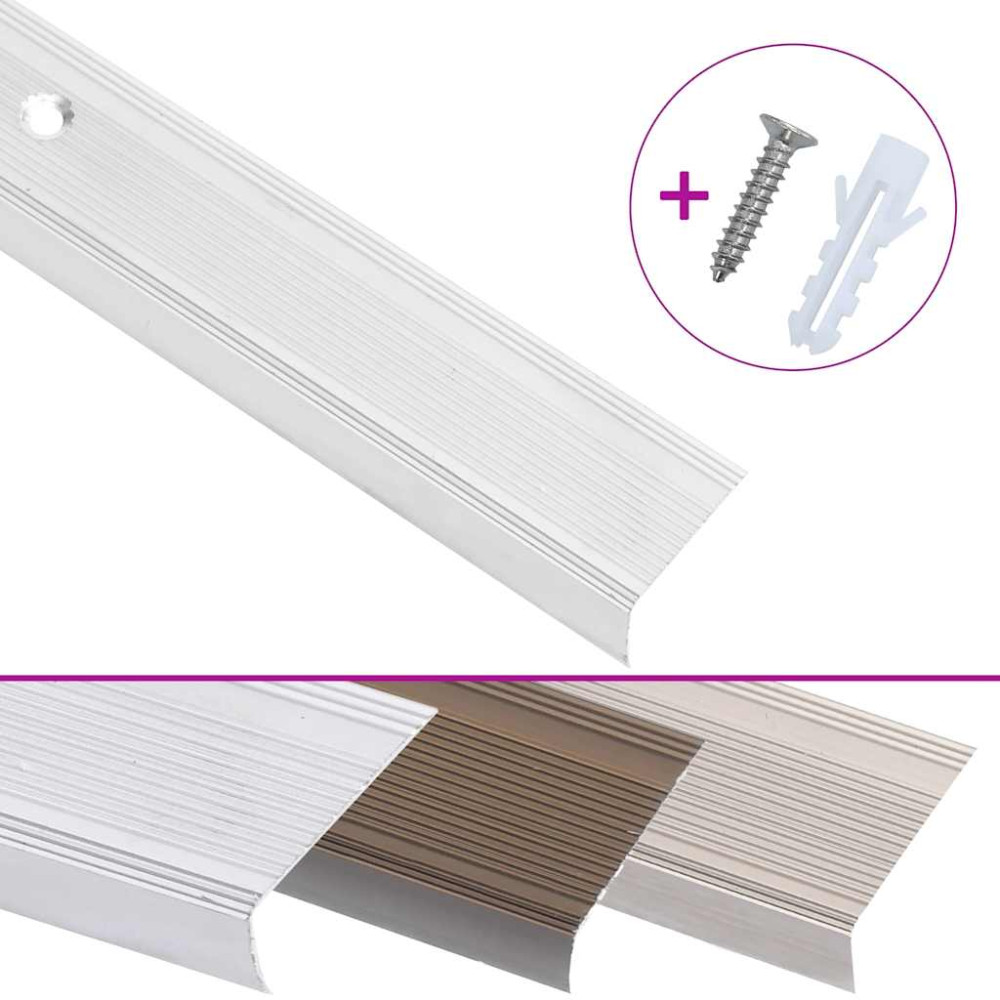 Produktbild för Trappnäsor i L-form 15 st aluminium 100 cm silver