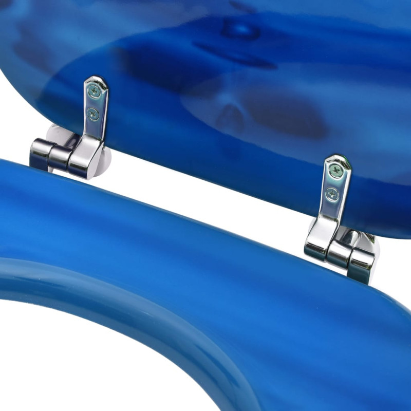 Produktbild för Toalettsits med lock MDF vattendroppar blå