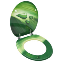 Miniatyr av produktbild för Toalettsits med lock MDF grön vattendroppar