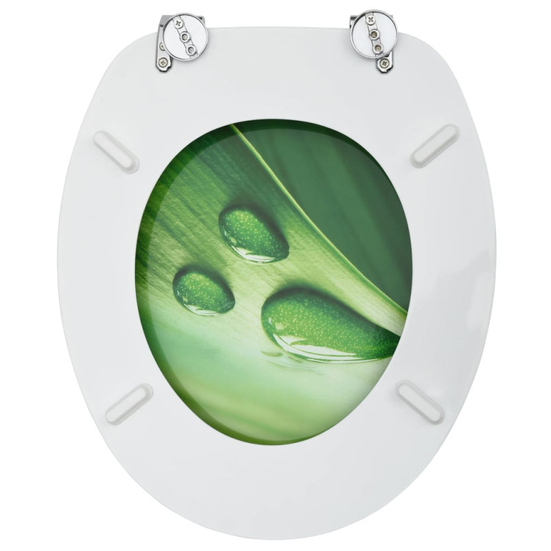 Produktbild för Toalettsits med lock MDF grön vattendroppar