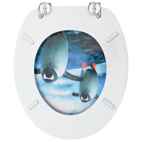 Produktbild för Toalettsits med lock MDF pingvin