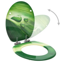 Produktbild för Toalettsits med mjuk stängning MDF vattendroppar grön