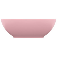 Produktbild för Lyxigt ovalt handfat matt rosa 40x33 cm keramik