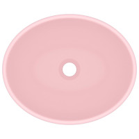 Produktbild för Lyxigt ovalt handfat matt rosa 40x33 cm keramik